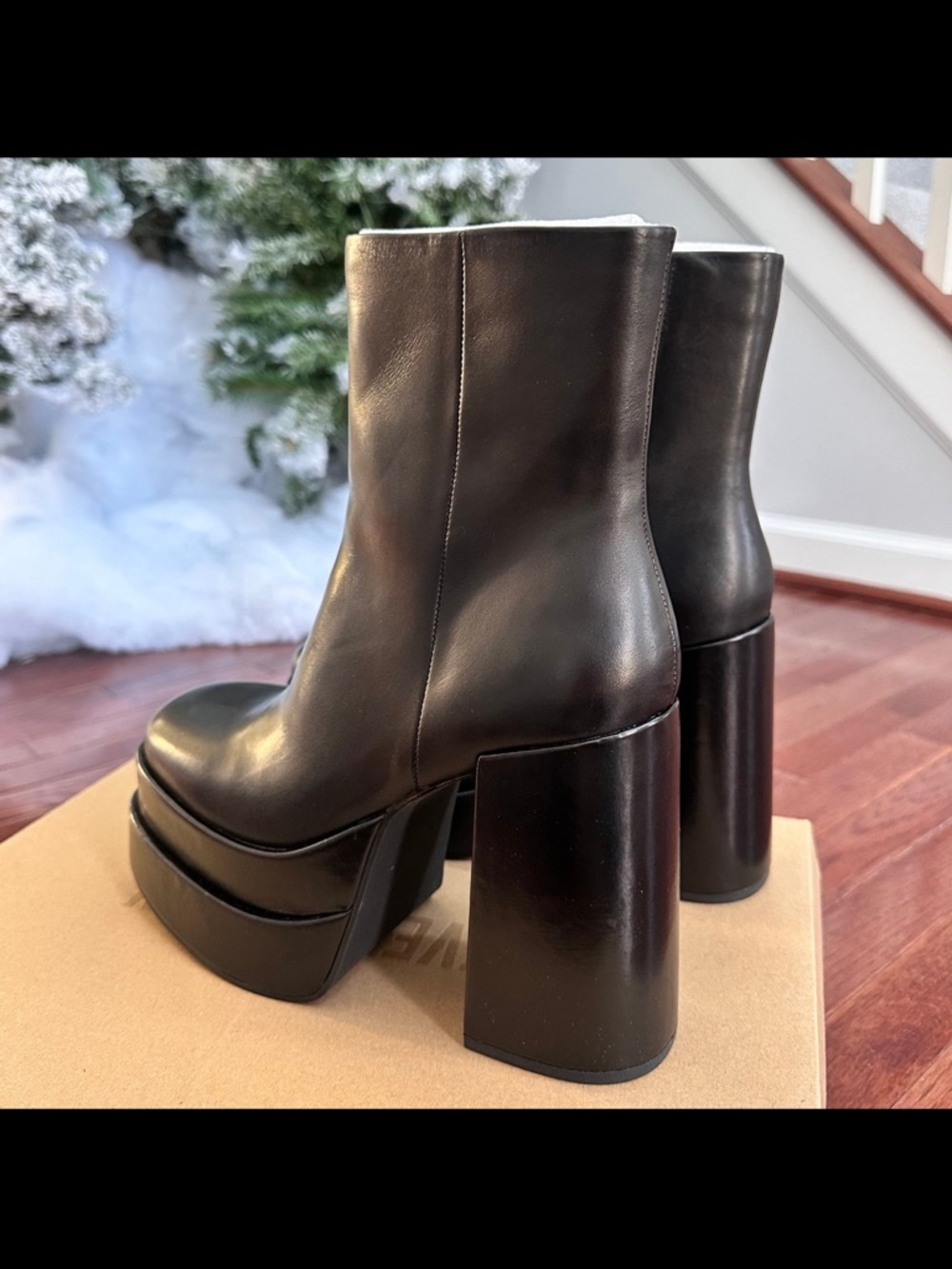 Steve‎ Madden Cobra Black Double Platform Block Heel Ankle Boots New Woman’s 10 - Picture 10 of 12